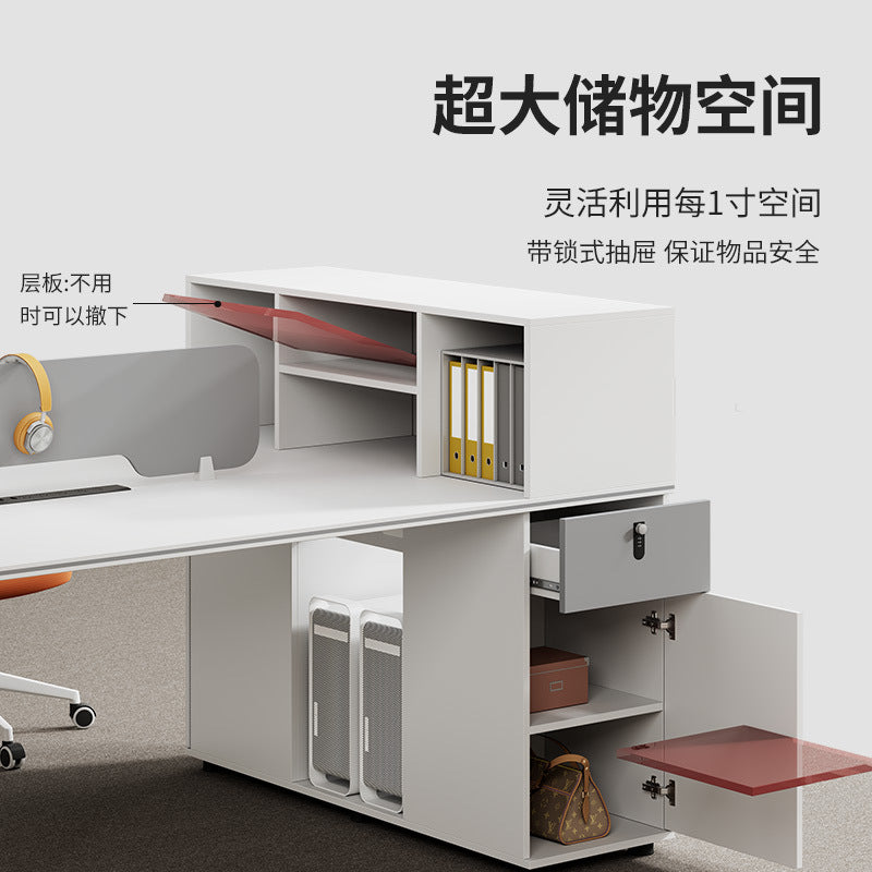 Saint li office desk and chair set - minimalist office table, staff desk, executive desk, high cabinet, workstation, booth desk