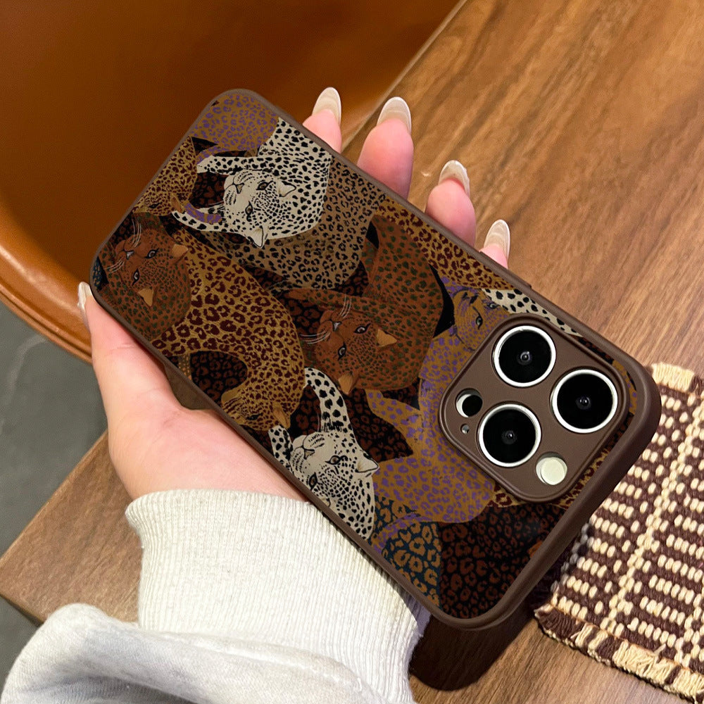 New abstract colorful leopard print phone case for iphone 16 pro max, also compatible with iphone 17. full coverage, shockproof soft case for iphone 12
