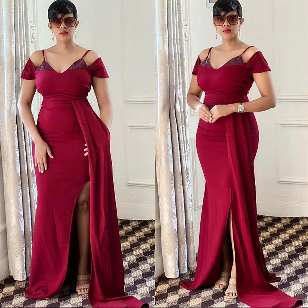 European and american  sexy evening dresses cross-border e-commerce african  bridesmaid wedding slip dresses