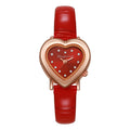 Women's fashionable minimalist vintage heart-shaped quartz watch - petite student watch, fashion watch