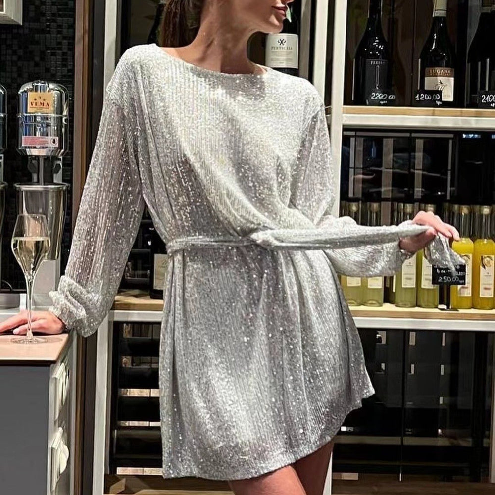 european and american new arrival: independent website holiday party fashion sequin beaded color block bodycon mini dress