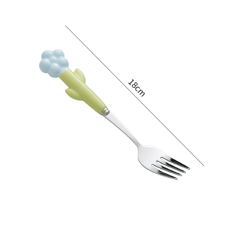 Creative stainless steel cutlery with ceramic handles - kids' dessert forks, multi-purpose western dinnerware, sunflower steak knife