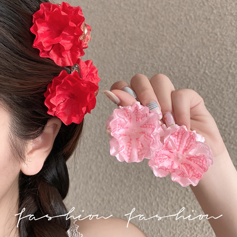 Forest style flower hairpin for women's back of head half-tied hair clip elegantclassy headwear medium shark clip hair accessories