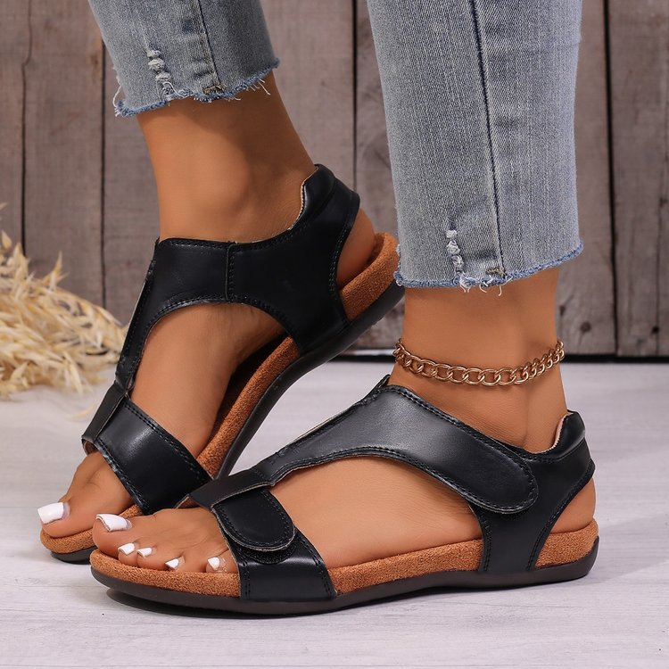 Wish new arrival in stock  cross-border plus size chunky platform wedge sandals with velcro strap - women's