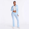European and american  new fashion sporty slim-fit printed letter long sleeve jacket and tight-fitting pants two-piece tracksuit set