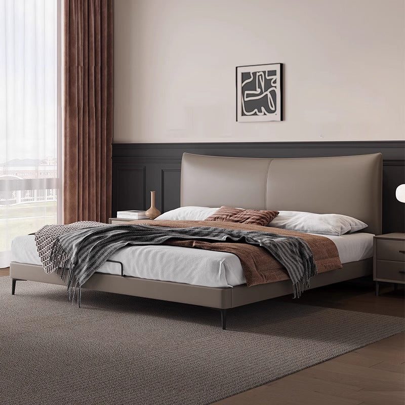 New arrival ultra-thin bedside genuine leather bed italianaccessible luxury master bedroom doubleclassy time-increasing flying wedding bed bedroom leather bed