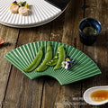 11inch fan-shaped plate set - japanese-style sushi plates, solid color retro breakfast ceramic plates, minimalist dishes for home use