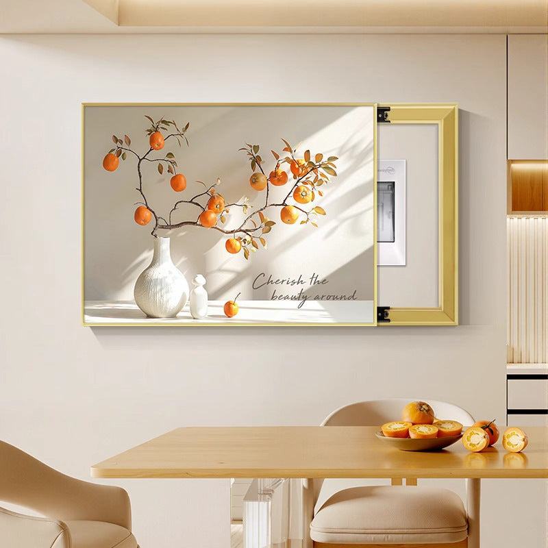 French cream air meter box decorative painting modern simple distribution box blocking hanging painting advanced sense 2025 new