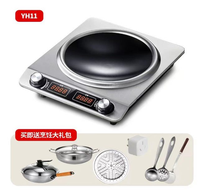 Commercial induction cooker 6000 high power canteen oil boiling stir-fry braised milk tea for home flat concave stir-fry stove pot cross-border