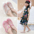 new summer closed-toe women's hollow-out sandals, fine glitter flat crystal roman sandals, jelly shoes, rain boots, kids' shoes