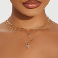 new arrival double-layer cross necklace for women casual stacking design with diamonds eleganteasiest for match pendant clavicle chain