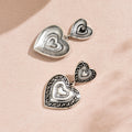 Wholesale 3d double-layer heart earrings - european & american cross-border retro trendy stud earrings for women - light luxury high-end heart-shaped earrings