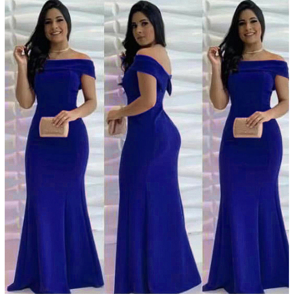 Evening dress  new sexy one-shoulder backless socialite prom mermaid long gown women's clothing african cross-border e-commerce