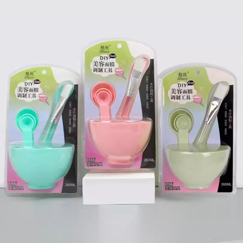 Zhiwei 6-piece suit bowl large beauty mask tool bowl stick brush spoon suit plastic mask bowl mask brush