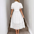 niche cutout floral lace peter pan collar short sleeve dress