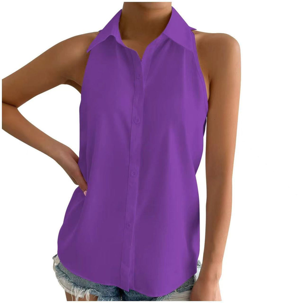 Satin sleeveless blouse for women - new spring satin top - casual commute solid color blouse - wholesale