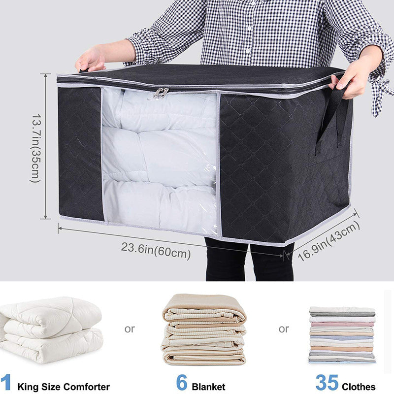 Cross-border large-capacity clothes storage bag foldable quilt storage bag transparent window thickened non-woven storage box