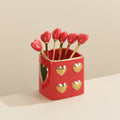 Red gold set (3 forks + 3 spoons + 1 can)