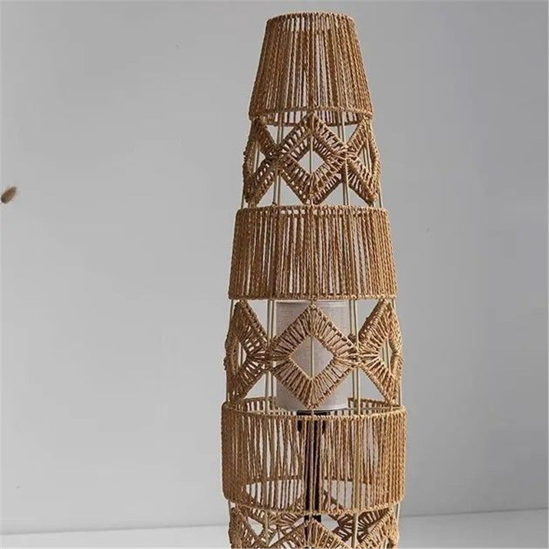Floor lamp retro tatami chinoiserie zen b&b rattan tea room living room bedroom bedside lamp