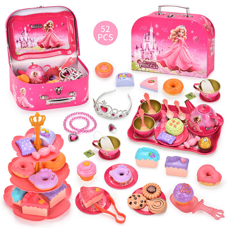 Cross-border export girl play house afternoon tea tea set simulation dessert cake coffee coffee break portable gift box