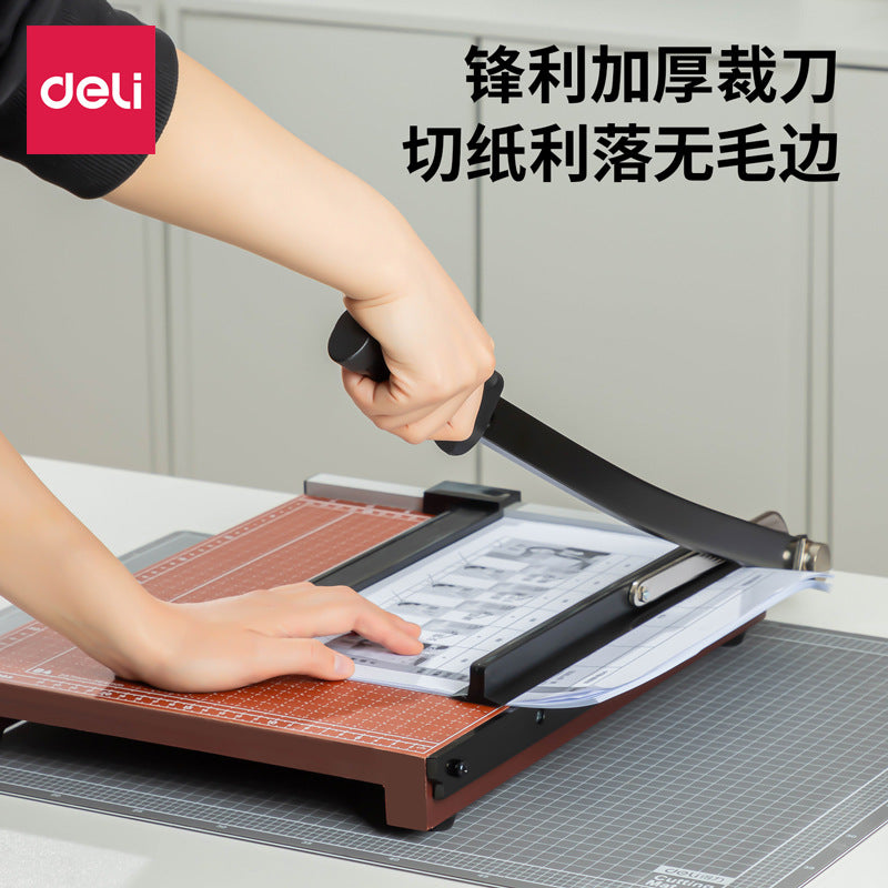 Deli 8003 paper cutter manual wooden paper cutter, photo cardboard, scissor blade 380 * 300 wholesale