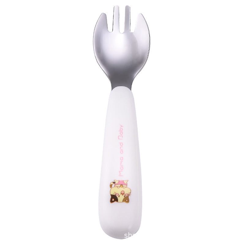 Cartoon 304 stainless steel children's tableware spoon fork box three-piece set baby tableware mother and baby gifts fork and spoon