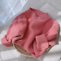 Kids' solid color knit top - perfect for layering, autumn/winter thickened warm girls' sweater, candy color new arrival