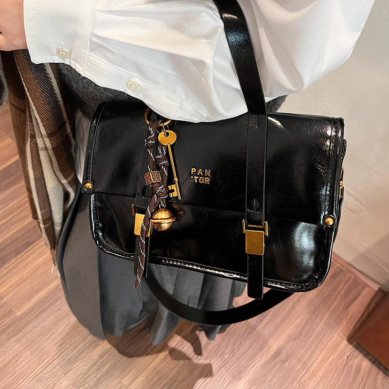 Cross-border retro high-end portable small bag women's bag 2025 new simple small square bag versatile shoulder messenger bag