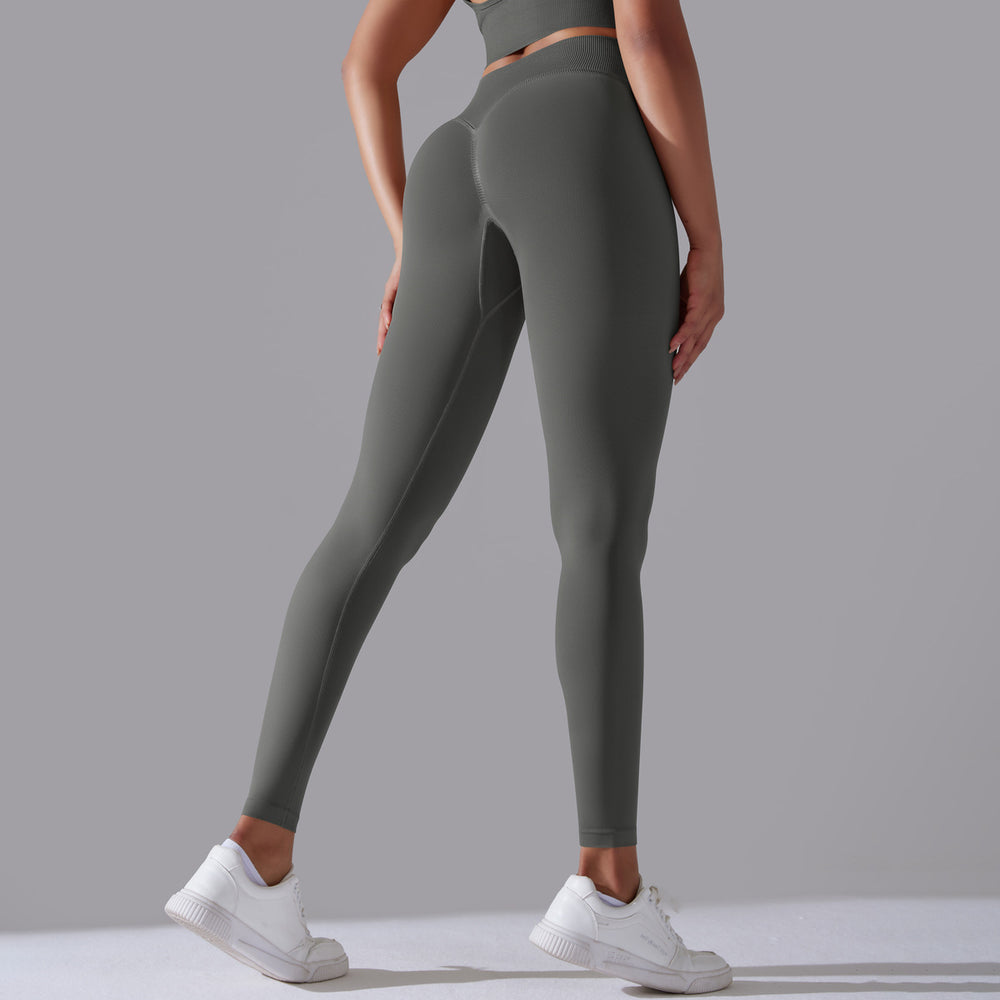 fashion seamless knittingpure colorhigh waist tight peach butt yoga pants sports running fitness nine-point pants