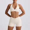 butt lift, tummy control, slimming look chest pad, running fitness shorts, halter sports intimates bra, yoga wear suit for women