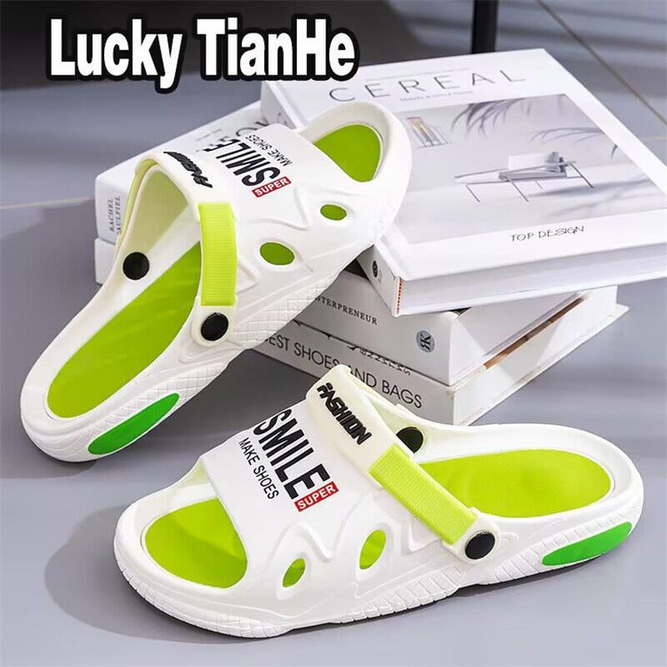 Men's slippers 2024 summer new style: cloud-like comfort, thick sole, bathroom-friendly, trendy couple's slippers, student home slippers, women's outdoor slippers