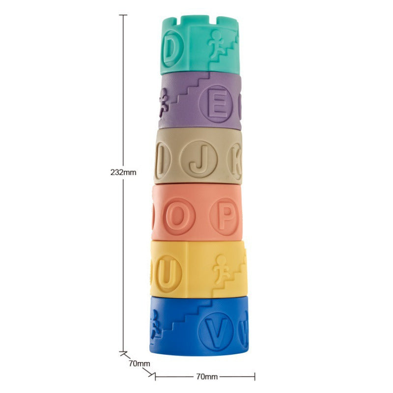 Cross-border  infant cartoon cognitive soft glue building block toy animal stacking music building block early education pinch call