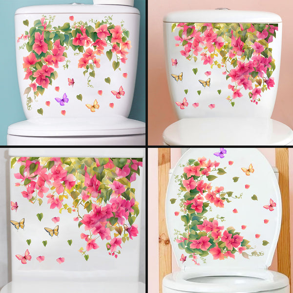 Cross-border new creative plant flower home bathroom toilet decoration self-adhesive sticker