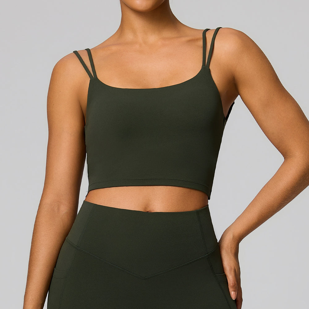 European and american new style camisole yoga top women's sexy backless shockproof sports bra running fitness activewear