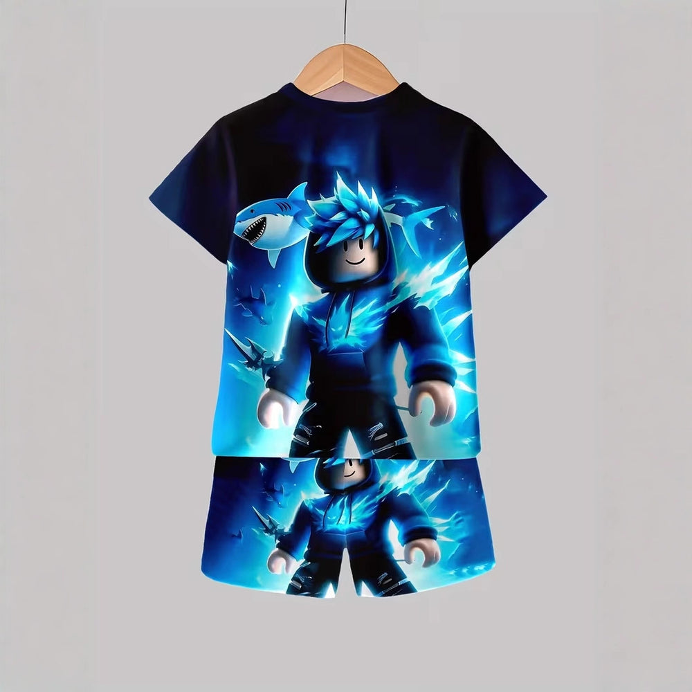 Boys' outdoor sports t-shirt set, perfect for summer wear