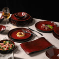 Personalized burgundy ceramic restaurant hotel tableware embossed exquisite fruit dessert plate tea tray for home dish plate salad bowl