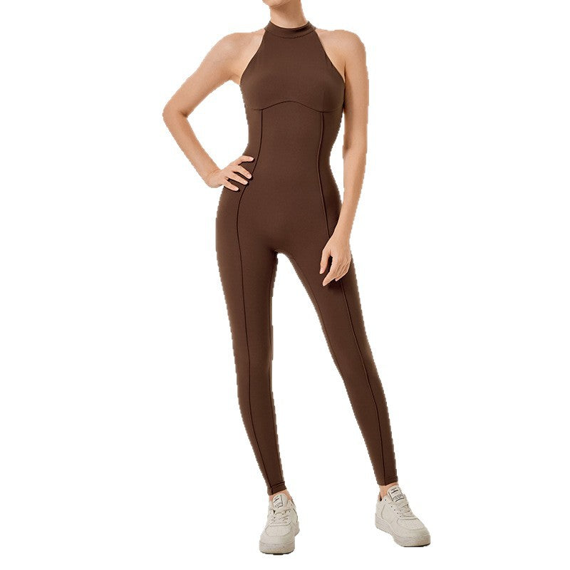 fashionnew arrival with chest pad nude one-piece yoga wear fashioncut outall-in-one zipper yoga one-piece
