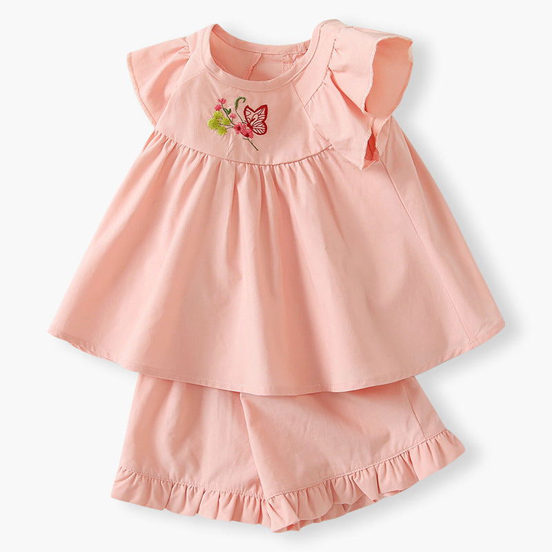 Girls' flutter sleeve shorts set -  lightweight summer outfit - new baby & toddler summer two-piece set