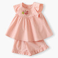 Girls' flutter sleeve shorts set -  lightweight summer outfit - new baby & toddler summer two-piece set