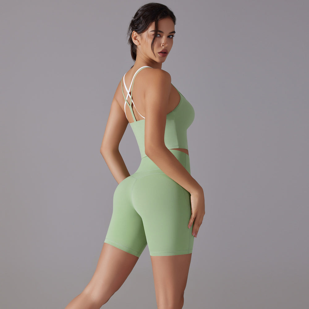 New arrival antibacterial wear-free underwear yoga suit beautiful back cross color matching sports intimates fitness shorts yoga clothes for women