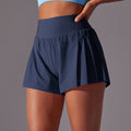 New cloud-feel solid color mesh double-layer base layer yoga pants - breathable, quick-drying athletic tennis shorts for running and fitness