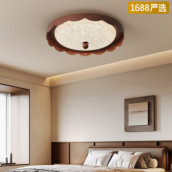[Strict selection] Medieval atmosphere master bedroom ceiling light minimalist round creative walnut pattern eye protection room ceiling