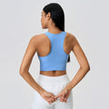 Spring/summer new arrival: trendy color-blocked cropped sports tank top for women - built-in bra pads, push-up, beautiful back design, yoga bra d25067