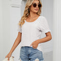 Ebay fashion cross-border export  summer  new arrival pure color cut out princess sleeve u-neck short sleeve tops women