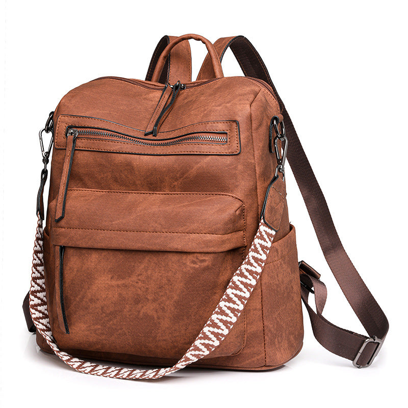 Cross-border backpack bags backpack women's PU soft leather versatile large-capacity dual-purpose shoulder bag women's backpack
