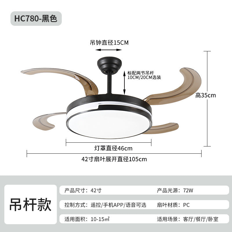 Invisible Fan Light Modern Simple Dining Room Ceiling Fan Light Smart Living Room Bedroom Home Fan Chandelier Zhongshan Lighting