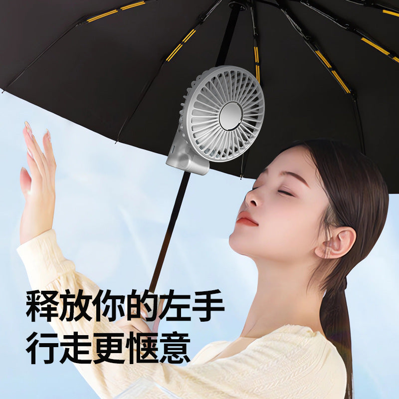 Creative new umbrella fan - portable clip-on fan for outdoor use, usb rechargeable, home desktop foldable mini fan