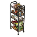 Movable kitchen storage rack drop-down floor for home multi-layer carbon steel storage rack trolley vegetable rack wholesale