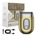 Mini alloy electric shaver, type-c rechargeable reciprocating three-blade razor, washable and portable