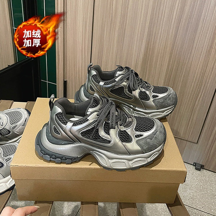 Trendy chunky platform sneakers for women - new autumn 2026 collection: breathable mesh, unique design, casual, non-slip, running & athletic shoes